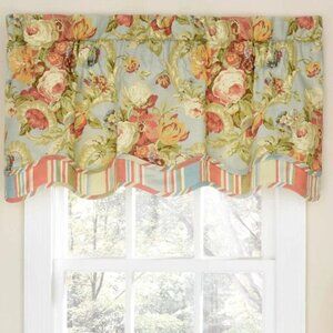 Waverly Home Classics Spring Bling Floral Valance 52" X 18" Shabby Chic Striped